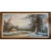 Image 3 :  Vintage original oil painting on canvas by artist Irene Cafieri. 
Subject: A winter landscape featu