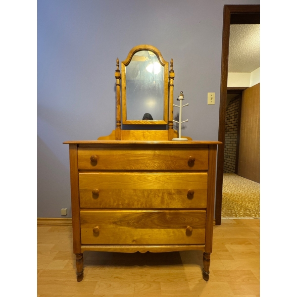 Antique wood dresser with mirror 34 inches wide 18 inches depth 34 inches high