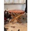 Image 1 : Round folding table made of wood, measuring approximately 32 inches in diameter and 28 inches in hei