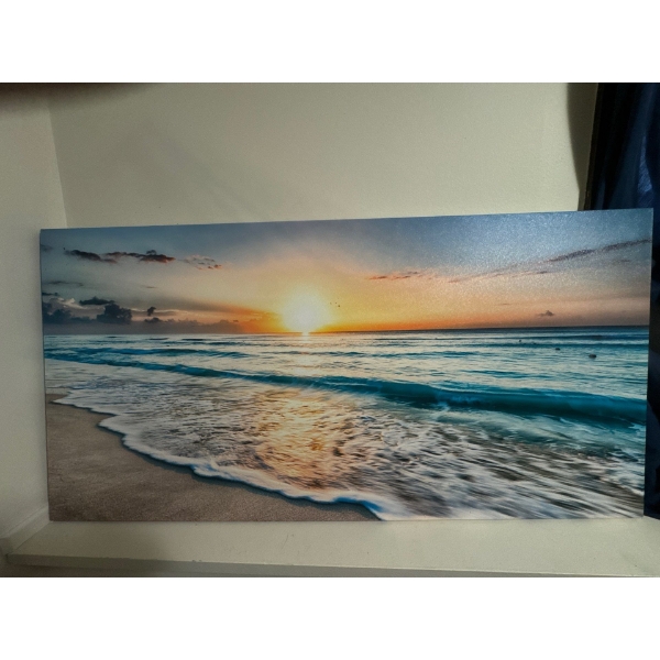  GUTTATY Sunrise and Beach Canvas Wall Art featuring an ocean sunset scene. 