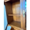 Image 6 :  vintage hardwood china cabinet hutch with a classic two-piece design, featuring scalloped crown mol