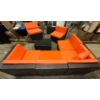 Image 1 : Modern Orange L-Shaped Sectional Wicker Sofa Set w/ Two Armchairs ++ Cushions