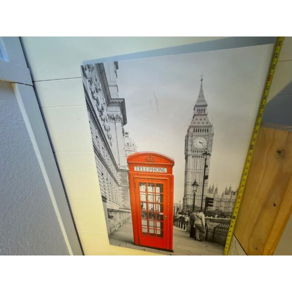 IKEA black and white featuring a red telephone booth print with Big Ben in the background. 35.5in ta