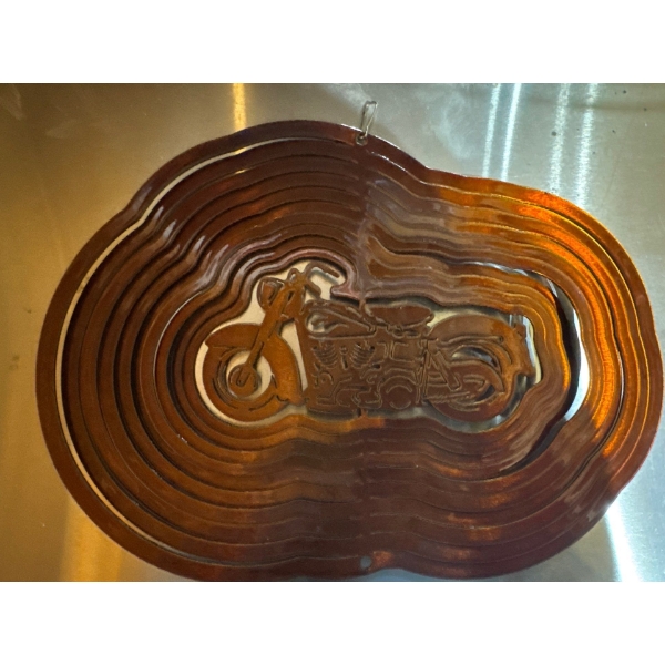 Harley ornament with little hanger. 11 and a half inches wide by eight and a half inches high