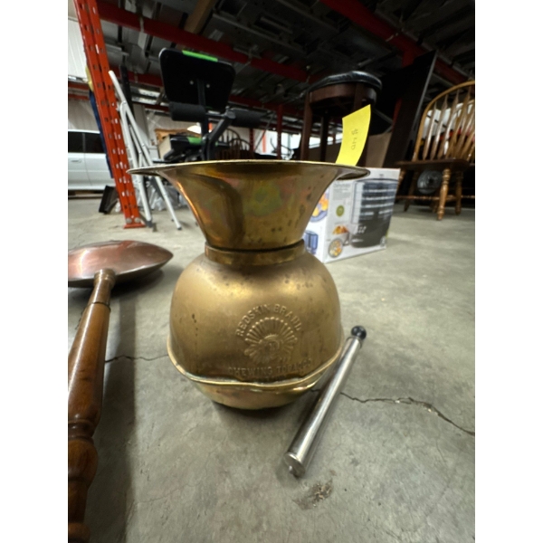 VINTAGE BRASS SPITTON REDSKIN BRAND CHEWWING TOBACCO