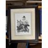 Image 1 : framed artwork is a pencil graphite sketch titled Little Buckaroo by artist Robert Shufelt. 
Artist:
