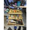 Image 1 : Fishing tackle box full of lures and knives, scissors.