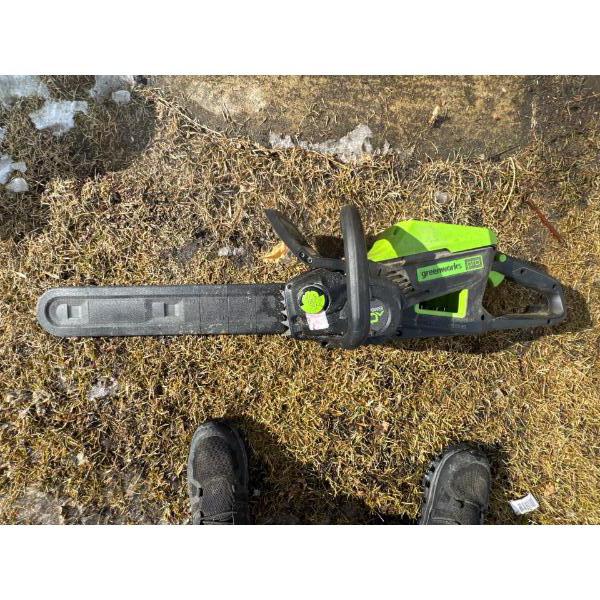 Greenworx Pro ultrapower 60 volt, brushless, 18inch bar chainsaw