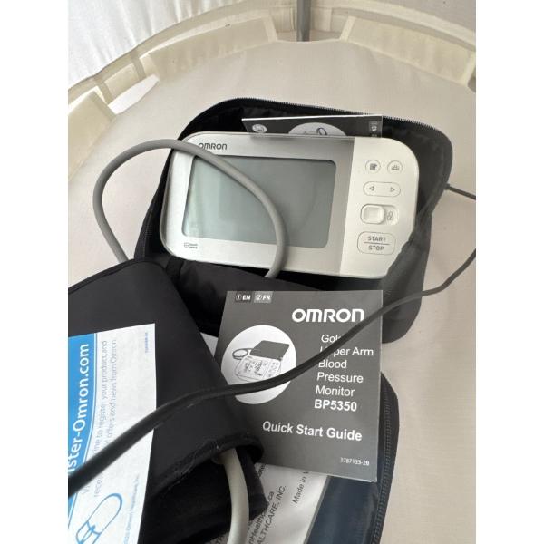  OMRON Gold Upper Arm Blood Pressure Monitor, model BP5350, designed for accurate home monitoring. 
