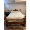 Image 1 : Vintage wood queen bed frame, heavy duty with mattress and box spring