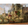 Image 3 :  antique impressionist oil painting featuring a European city scene, signed by an artist named "Fran