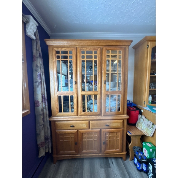 oak china cabinet hutch