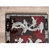 Image 5 : vintage set of four Vietnamese red lacquer wall panels featuring mother-of-pearl inlay work. 