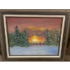 Image 1 : Bob Ross' Style Framed Winter Landscape Oil Painting  Artist Unlnown