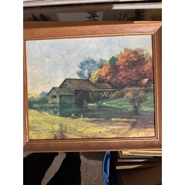  Vintage framed print of the painting "Mill Stream" by artist Robert Wood. 
Artist: Robert Wood (188