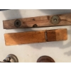 Image 7 : Wooden carpenter's level with brass fittings and inset bubble vial, featuring two viewing windows. T