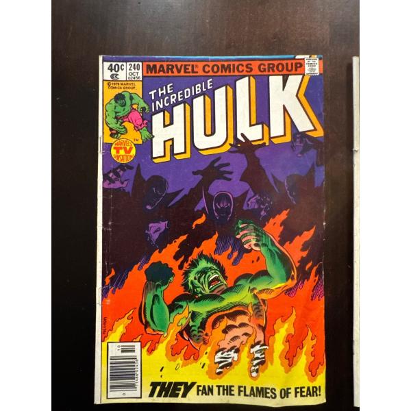  vintage comic book titled The Incredible Hulk #240, published by Marvel Comics Group in October 197
