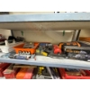 Image 1 : All items on this shelf included. Die grinders, air ratchet, 90 piece heat shrink wire wrap assortme