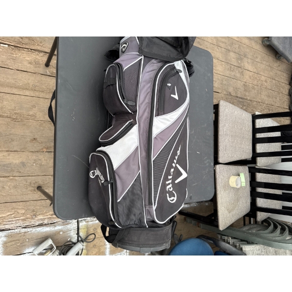 CALWAYGOLF BAG FULL OF GOLF ACCESORIES AND FULL CLUBS 
