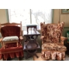 Image 1 : antique gliders, antique tables, and footstools.