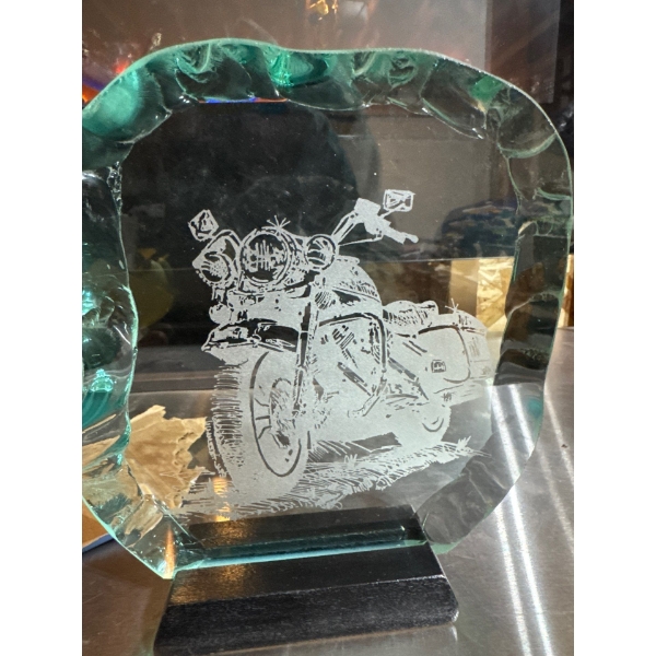 Eric Herman etched glass. Harley.