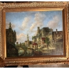 Image 5 :  antique impressionist oil painting featuring a European city scene, signed by an artist named "Fran