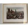 Image 2 :  vintage color etching of the Munich cityscape by Austrian artist Josef Eidenberger. 