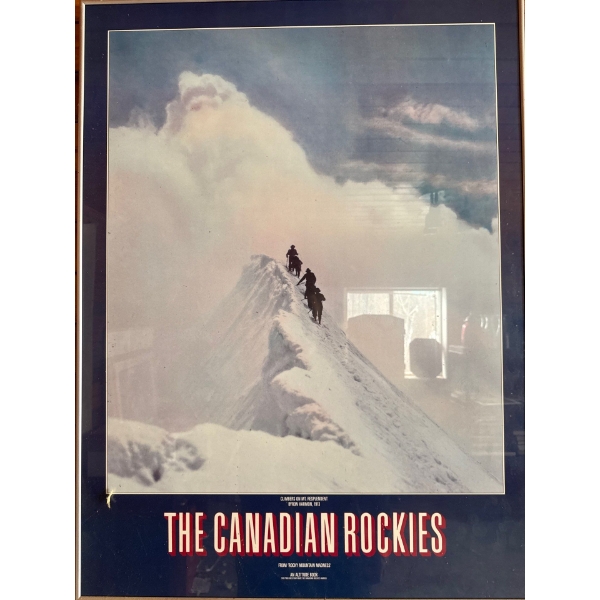 This framed poster features a historic photograph titled "Climbers on Mt. Resplendent" taken by Byro