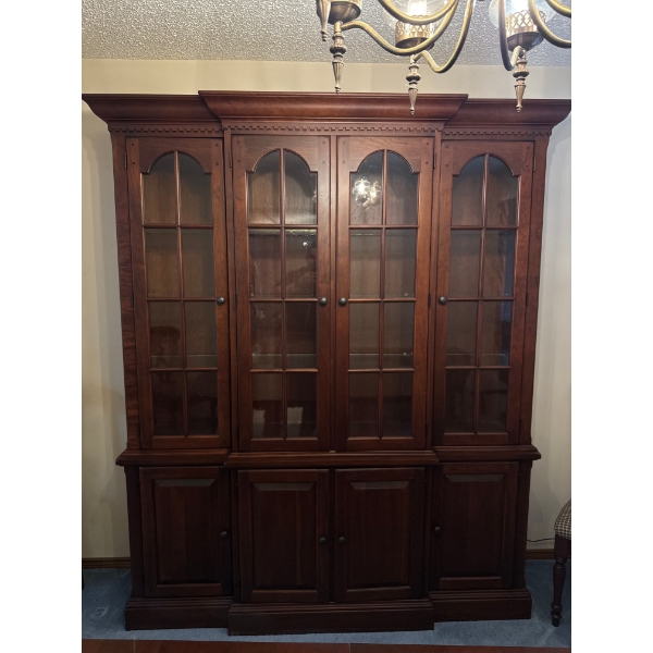 High end Solid Cherry Traditional Breakfront China Cabinet. purchased for 8000$