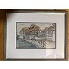 Image 1 : framed artwork is a signed lithograph by artist Maurice Legendre depicting the "Maison des Tanneurs"