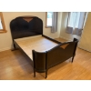 Image 1 : Wooden double  bed frame with a decorative wood inlay feature on both the headboard and footboard. T