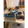 Image 2 : Metal shelving unit 35.5in wide and 67in tall with vintage Hot Wheels toys and miscellaneous items s