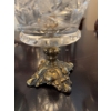 Image 9 : Japanese ceramic oil lamp with floral design, a pressed cut glass compote or candy dish with ornate 