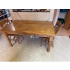 Image 5 : Wood dining table with turned legs and single drawer, includes two matching wooden spindle-back chai