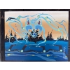 Image 1 : painting featuring a wolf, likely in a contemporary Woodlands style, which is prominent in Indigenou