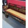 Image 3 : -1800-s Antique Chinese wooden bench with detailed carved scenic and floral motifs on back and front