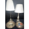 Image 1 : Two Tested Chrome Metal Lamps w/ Silver Plated Dishes & Camel Lighter