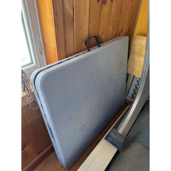 Six foot gray folding table