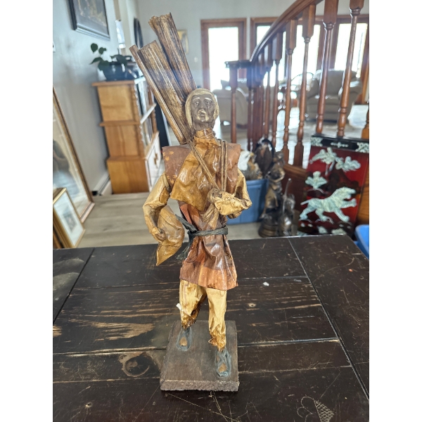  vintage Mexican folk art paper mache figurine, likely dating from the 1960s or 1970s, depicting a m