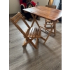 Image 8 : One rectangular folding table and two matching folding chairs. Made of wood with horizontal slat des