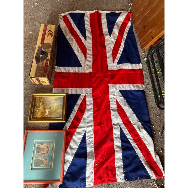  large vintage Union Jack flag, historically used as a British national flag and naval ensign. 