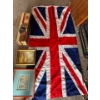 Image 1 :  large vintage Union Jack flag, historically used as a British national flag and naval ensign. 