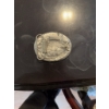 Image 3 :  belt buckle featuring a raised horse head design, horseshoe, and wheat motif. The piece has an oval