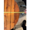 Image 2 : Round folding table made of wood, measuring approximately 32 inches in diameter and 28 inches in hei