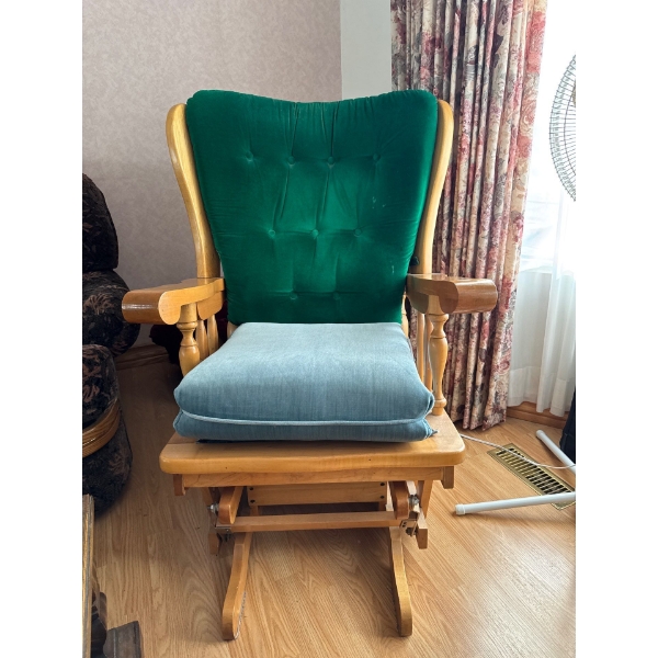  wooden glider with velvet cushions