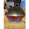 Image 2 : A Longdeem 4-Slice Toaster in red. Features dual independent control panels, allowing you to toast f