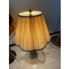Image 1 : Porcelain table lamp featuring two handles, gold accents, and a classical painted pastoral scene. La