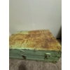 Image 2 : This is an antique green painted wood or metal steamer trunk or blanket chest. 