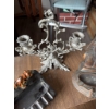 Image 3 : Two glass oil lamps, a metal two-arm candelabra, a ceramic or metal pharaoh-themed ashtray, a glass 