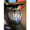 Image 1 : Metal cabinet with vintage clothing,  magnetic metal cabinet doors, all contents included. 36 inches